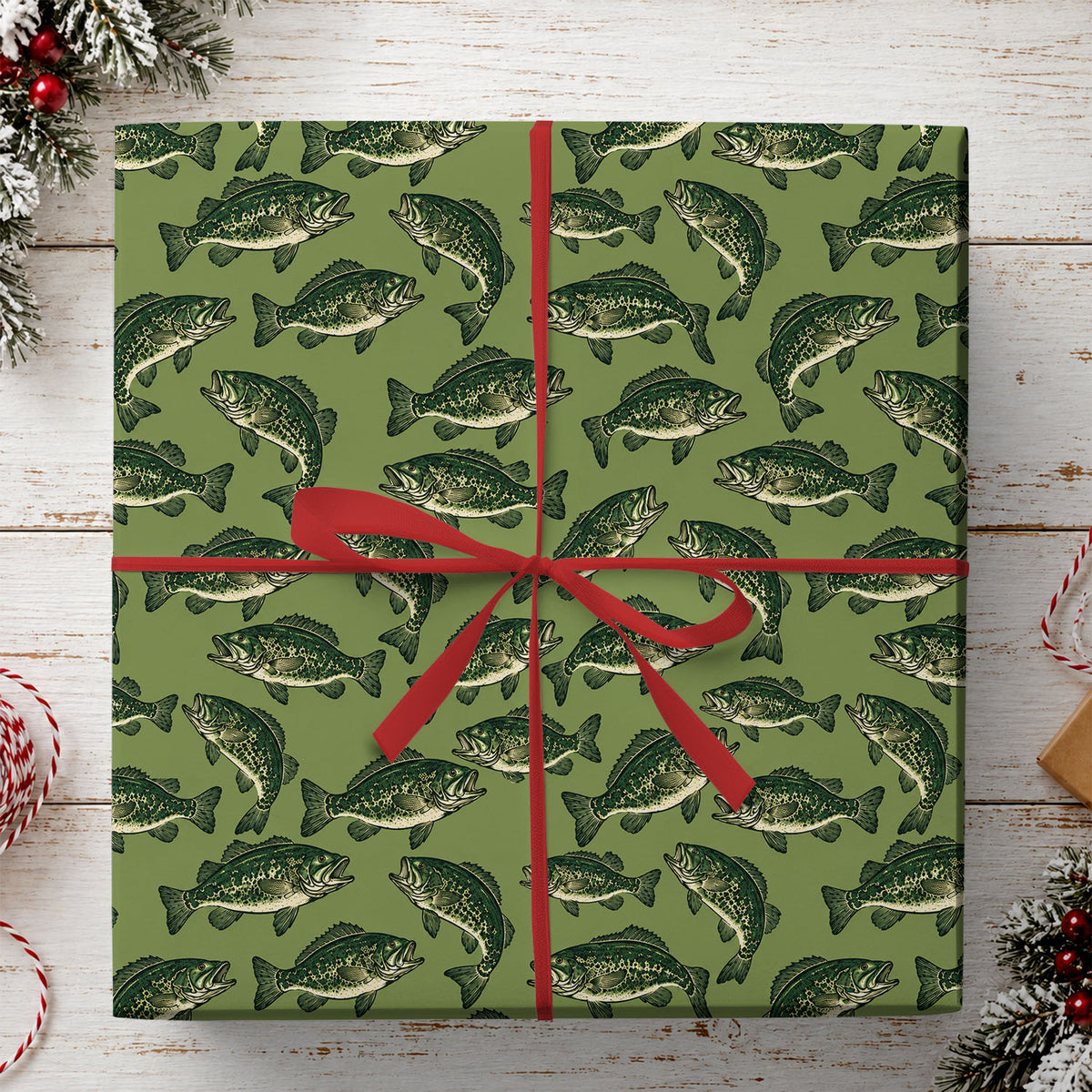 Fishing Wrapping Paper, Largemouth Bass Fish Wrapping Paper Rolls, Gift Wrap For Fishing Lover