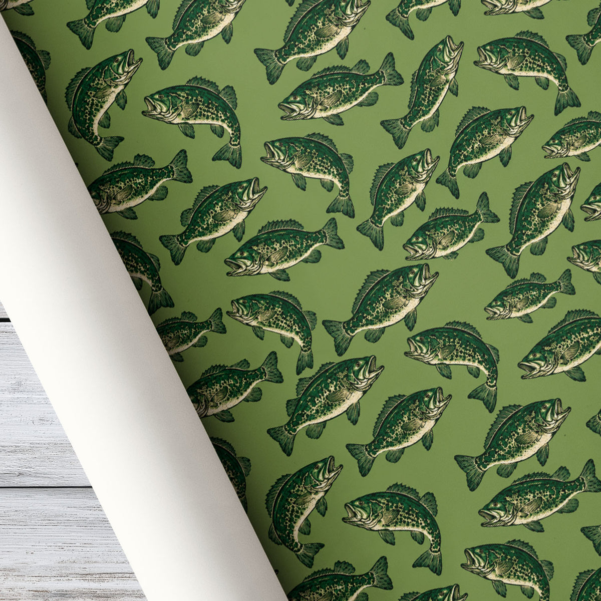 Fishing Wrapping Paper, Largemouth Bass Fish Wrapping Paper Rolls, Gift Wrap For Fishing Lover