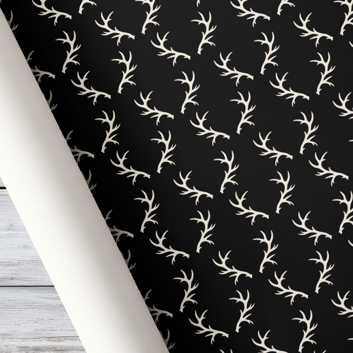 Deer Antler Wrapping Paper, Black And White Hunting Pattern Wrapping Paper Rolls, Gift Wrap For Hunting Lover