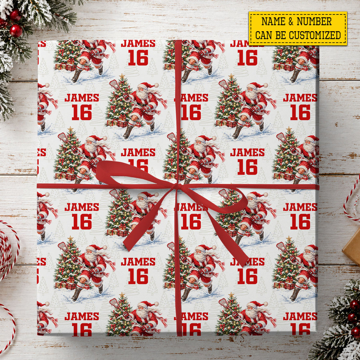 Personalized Christmas Lacrosse Wrapping Paper, Laxmas Is Coming Wrapping Paper Rolls, Xmas Gift Wrap For Lacrosse Lover
