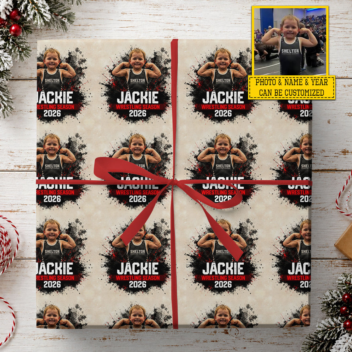 Personalized Wrestling Wrapping Paper, Wrapped Like A Champion Wrapping Paper Rolls, Gift Wrap For Wrestling Lover