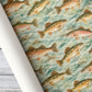 Vintage Bass Fish Wrapping Paper, Rainbow And Brown Trout Pattern Wrapping Paper Rolls, Gift Wrap For Bass Fish Lover