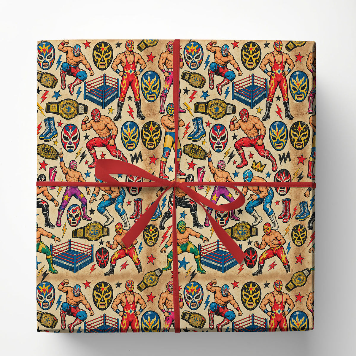 Vintage Lucha Libre Wrestling Wrapping Paper, Let's Get Ready To Rumble Wrapping Paper Rolls, Gift Wrap For Wrestling Lover