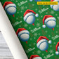 Personalized Christmas Golf Wrapping Paper, Golf Balls With Santa Hats And Snowflakes Wrapping Paper Rolls, Xmas Gift Wrap For Golf Lover