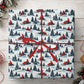 Christmas Snowmobile Wrapping Paper, Red Snowmobile Winter Forest Wrapping Paper Rolls, Xmas Gift Wrap For Snowmobile Lover