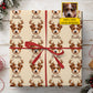 Personalized Christmas Dog Wrapping Paper, Funny Reindeer Dog Holiday Wrapping Paper Rolls, Xmas Gift Wrap For Dog Lover