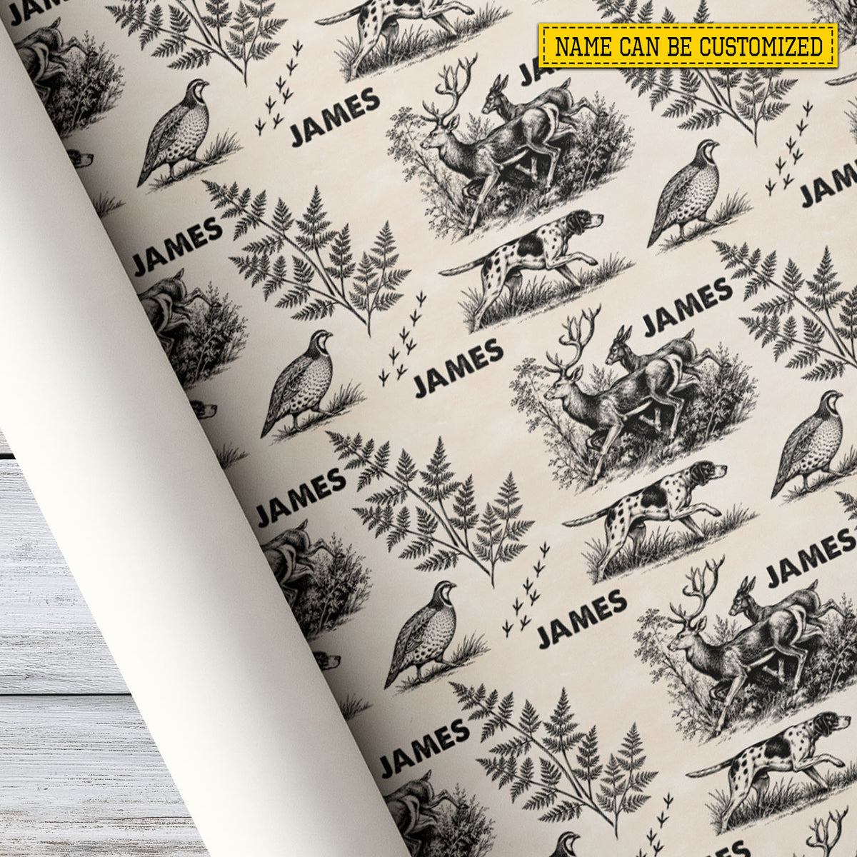 Personalized Christmas Hunting Wrapping Paper, Vintage Wildlife Hunting Wrapping Paper Rolls, Xmas Gift For Hunters