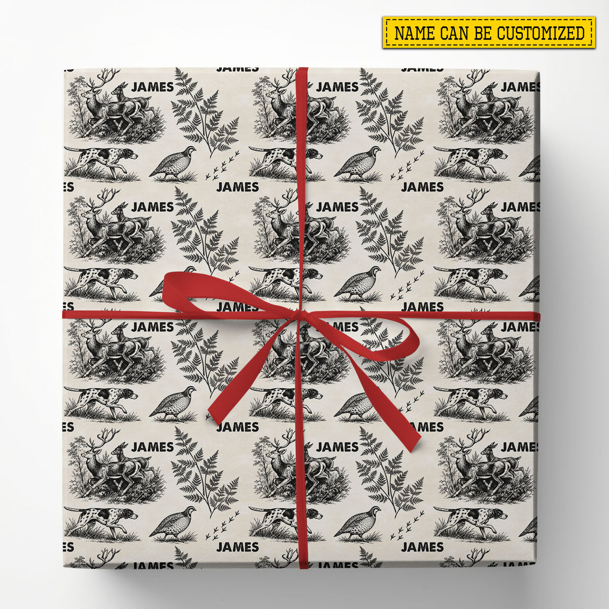 Personalized Christmas Hunting Wrapping Paper, Vintage Wildlife Hunting Wrapping Paper Rolls, Xmas Gift For Hunters
