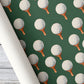 Golf Christmas Wrapping Paper, Dark Green Golf Pattern Wrapping Paper Rolls, Xmas Gift Wrap For Golf Lover