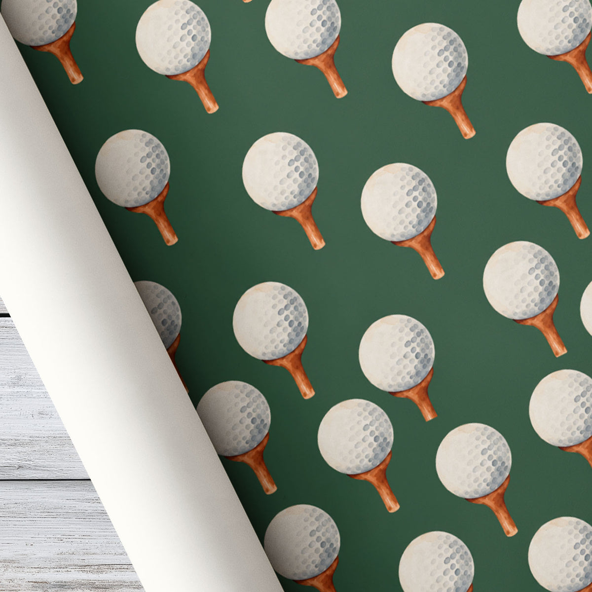 Golf Christmas Wrapping Paper, Dark Green Golf Pattern Wrapping Paper Rolls, Xmas Gift Wrap For Golf Lover