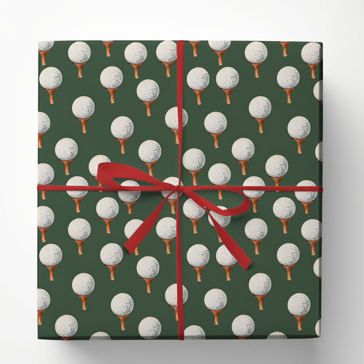 Golf Christmas Wrapping Paper, Dark Green Golf Pattern Wrapping Paper Rolls, Xmas Gift Wrap For Golf Lover