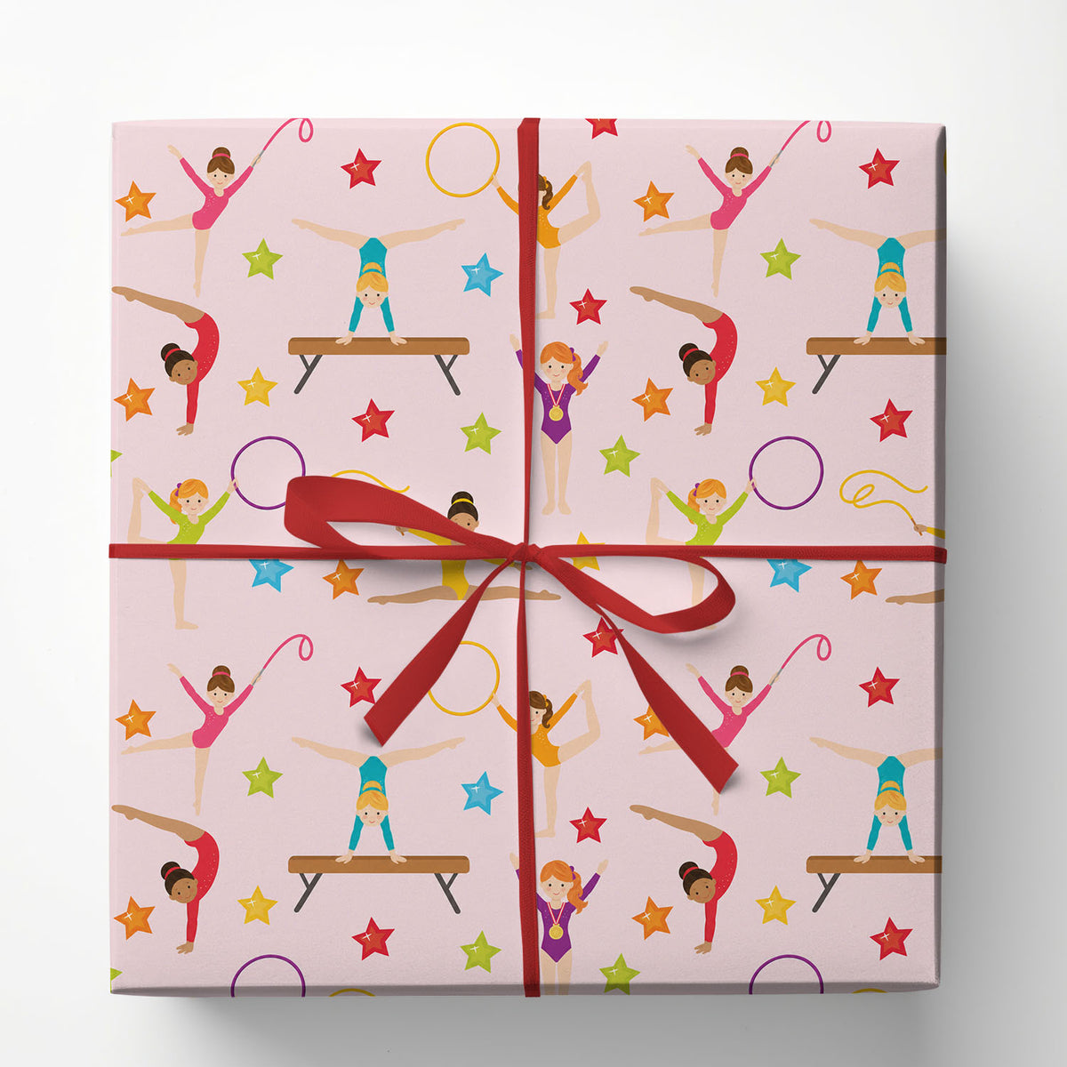 Gymnastics Christmas Wrapping Paper, Pink Gymnastics Birthday Wrapping Paper Rolls, Xmas Gift Wrap For Gymnastics Lover