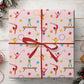 Gymnastics Christmas Wrapping Paper, Pink Gymnastics Birthday Wrapping Paper Rolls, Xmas Gift Wrap For Gymnastics Lover