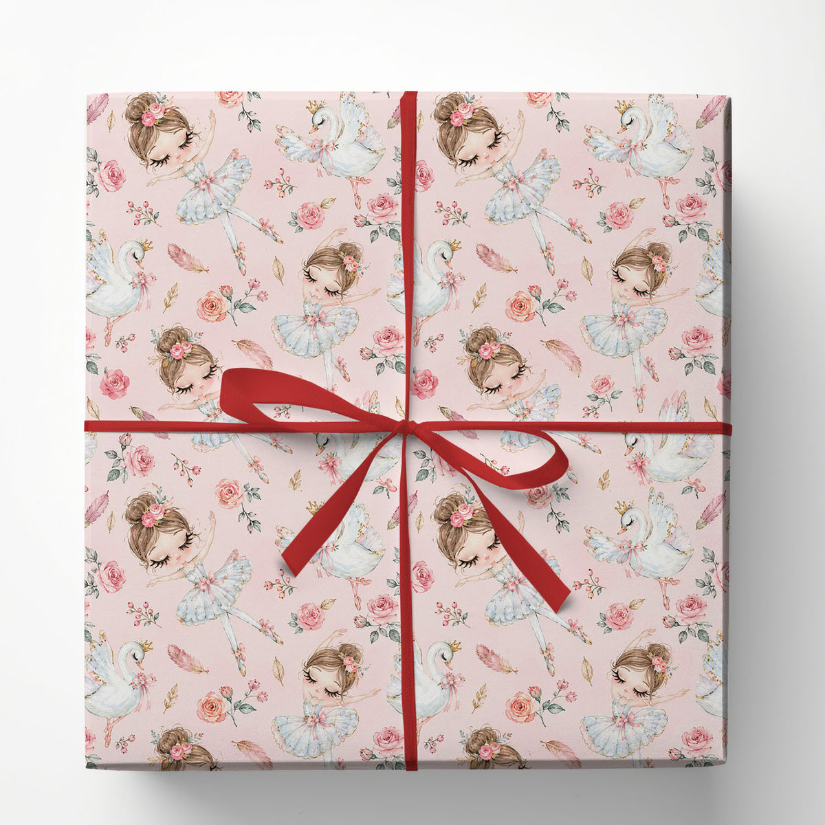 Ballerina Christmas Wrapping Paper, Cute Ballet Girl And Swan Wrapping Paper Rolls, Xmas Gift Wrap For Ballet Lover