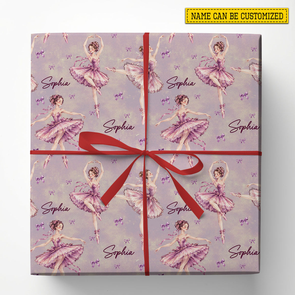 Vintage Personalized Ballerina Wrapping Paper, Purple Ballet Wrapping Paper Rolls, Gift Wrap For Birthdays, Ballet Lover