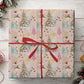 Vintage Ballerina Christmas Wrapping Paper, Pink Sugar Plum Fairy And Christmas Tree Wrapping Paper Rolls, Xmas Gift Wrap For Ballet Lover