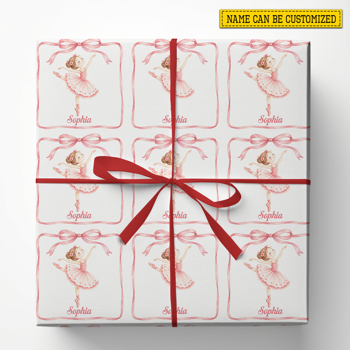 Personalized Ballerina Wrapping Paper, Pink Ballet Dancer Wrapping Paper Rolls, Gift Wrap For Ballet Lover
