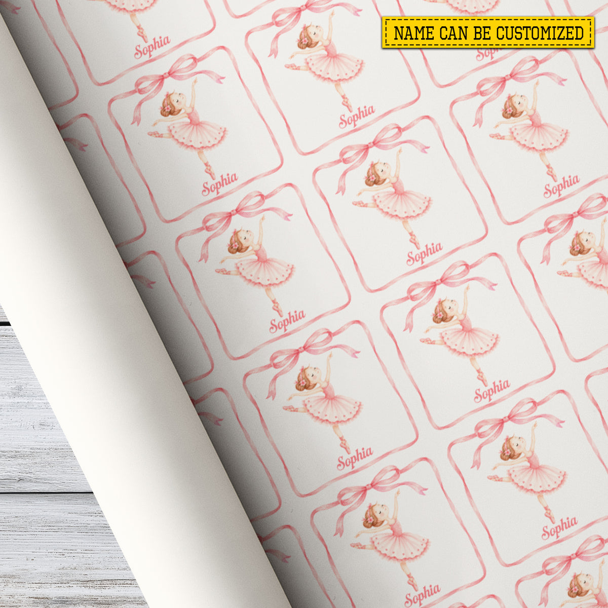 Personalized Ballerina Wrapping Paper, Pink Ballet Dancer Wrapping Paper Rolls, Gift Wrap For Ballet Lover