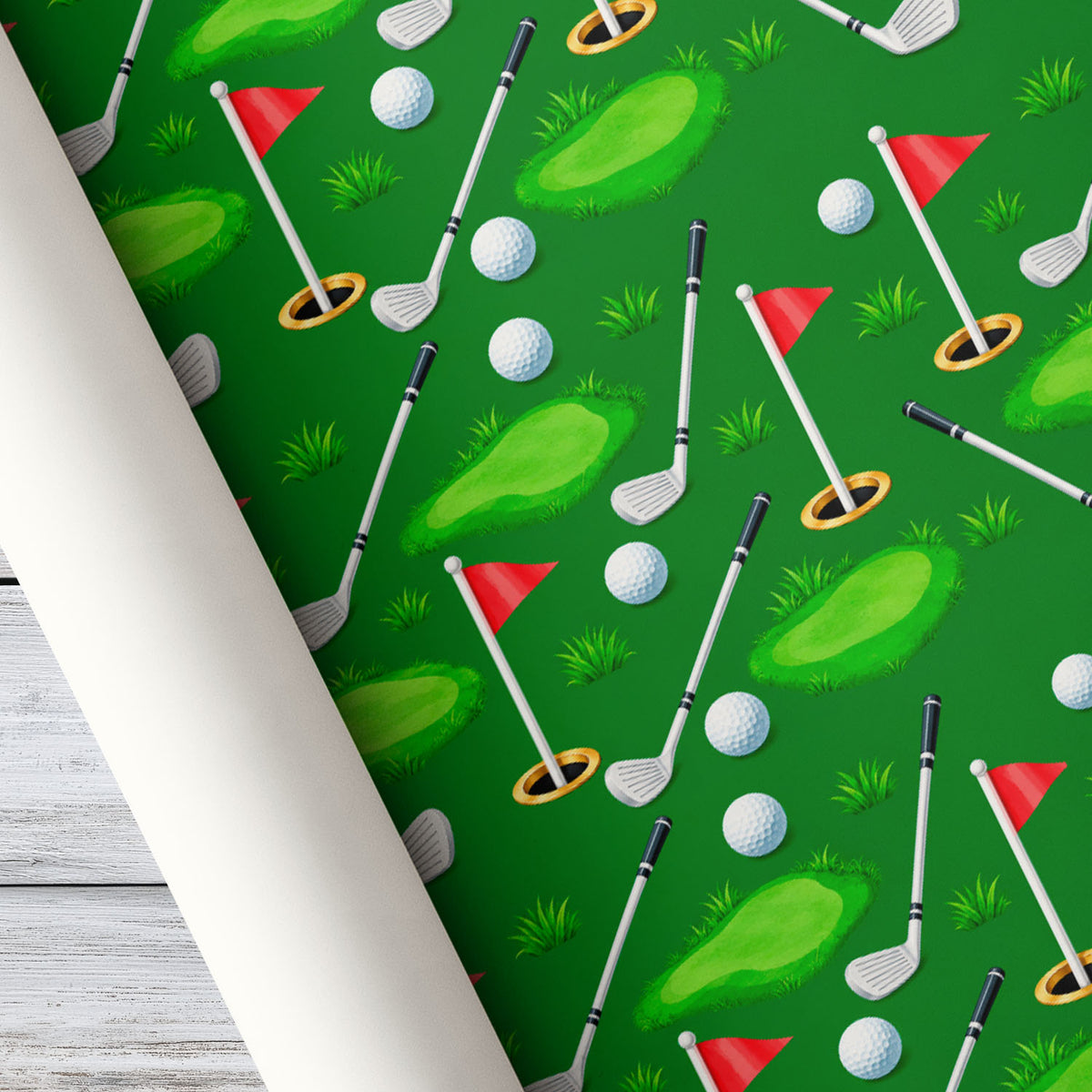 Golf Wrapping Paper, Green Golf Course Pattern Wrapping Paper Rolls, Gift Wrap For Golf Lover