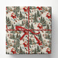 Vintage Christmas Skiing Wrapping Paper, Snowy Mountain Cabin And Pine Forest Pattern Wrapping Paper Rolls, Xmas Gift Wrap For Skiing Lover