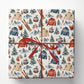 Vintage Skiing Wrapping Paper, Ski Gear And Snowy Mountains Pattern Wrapping Paper Rolls, Gift Wrap For Skiing Lover