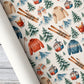 Vintage Skiing Wrapping Paper, Ski Gear And Snowy Mountains Pattern Wrapping Paper Rolls, Gift Wrap For Skiing Lover