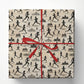 Vintage Running Wrapping Paper, Black Runner Silhouettes And City Landmarks Sport Wrapping Paper Rolls, Gift Wrap For Running Lover