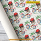 Personalized Christmas Baseball Wrapping Paper, Cool Santa And Baseball In White Background Wrapping Paper Rolls, Xmas Gift Wrap For Baseball Lover