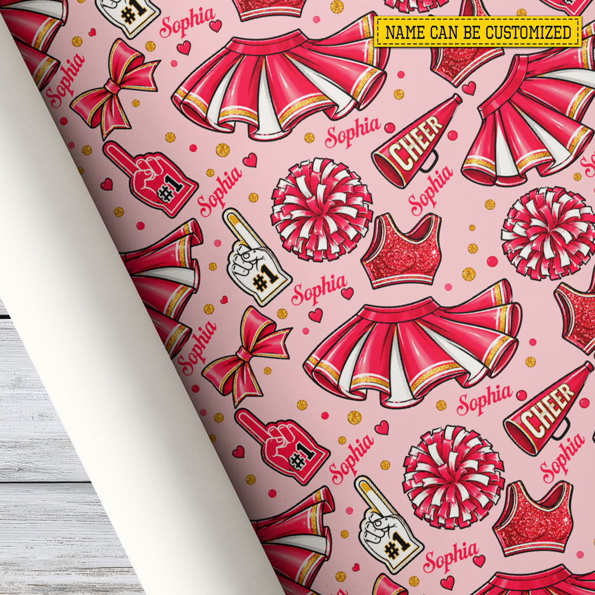 Personalized Cheerleading Wrapping Paper, Cheerleader Birthday Wrapping Paper Rolls, Gift Wrap For Cheerleading Lover