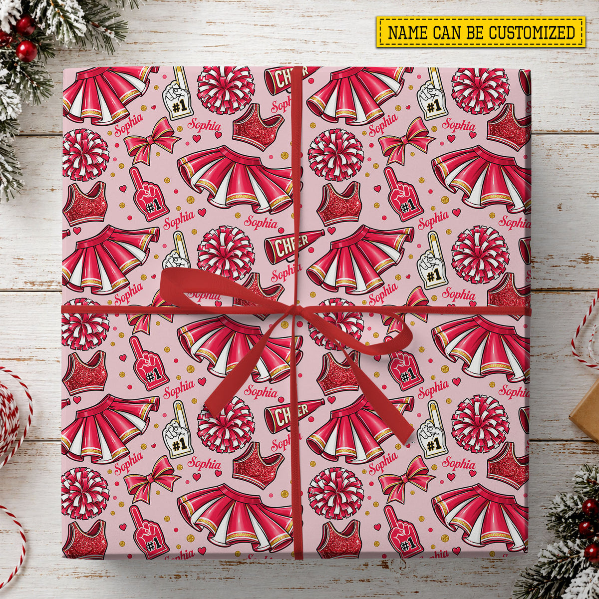 Personalized Cheerleading Wrapping Paper, Cheerleader Birthday Wrapping Paper Rolls, Gift Wrap For Cheerleading Lover