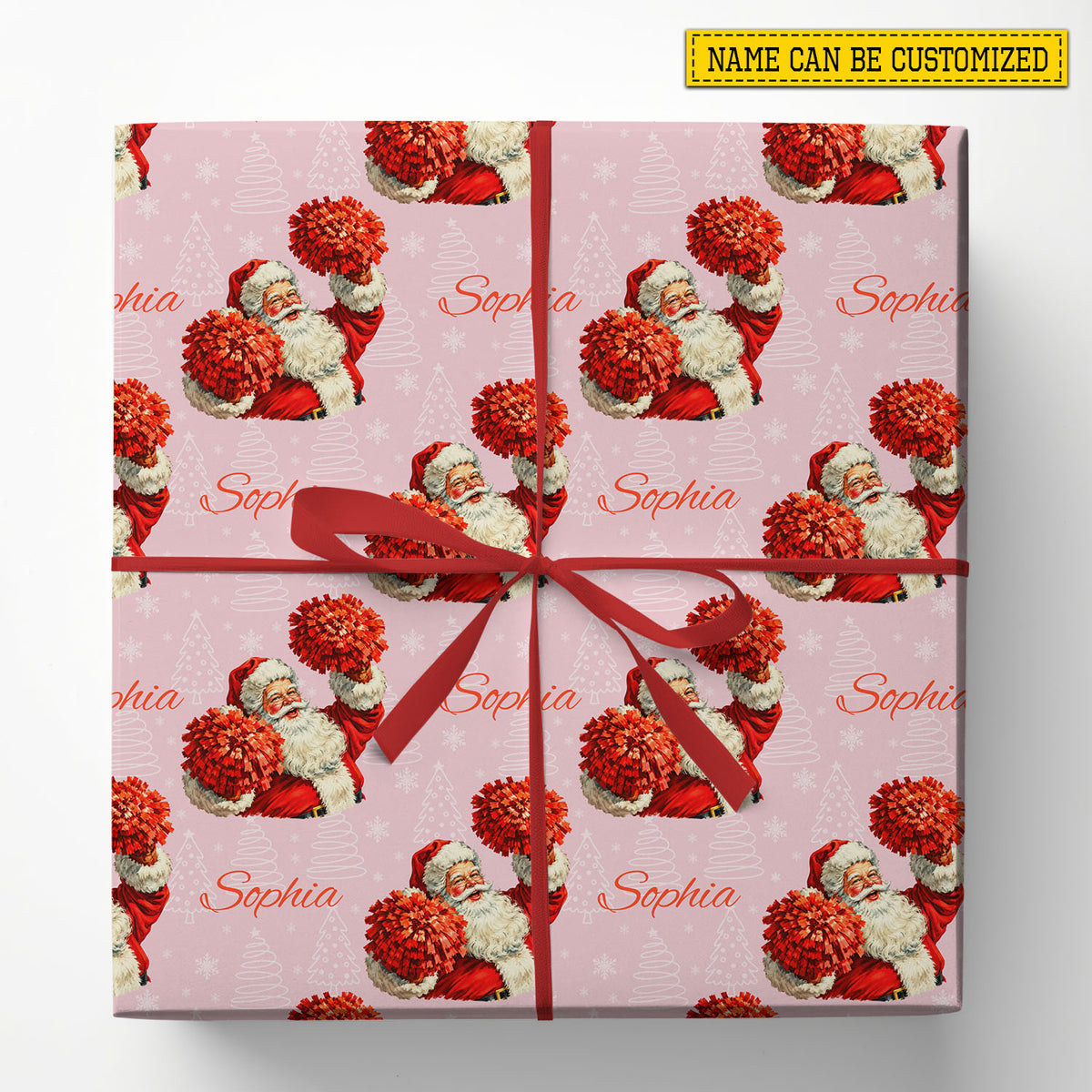 Funny Personalized Christmas Cheerleading Santa Wrapping Paper, Ho Ho Ho Let's Cheer Wrapping Paper Rolls, Xmas Gift Wrap For Cheerleaders