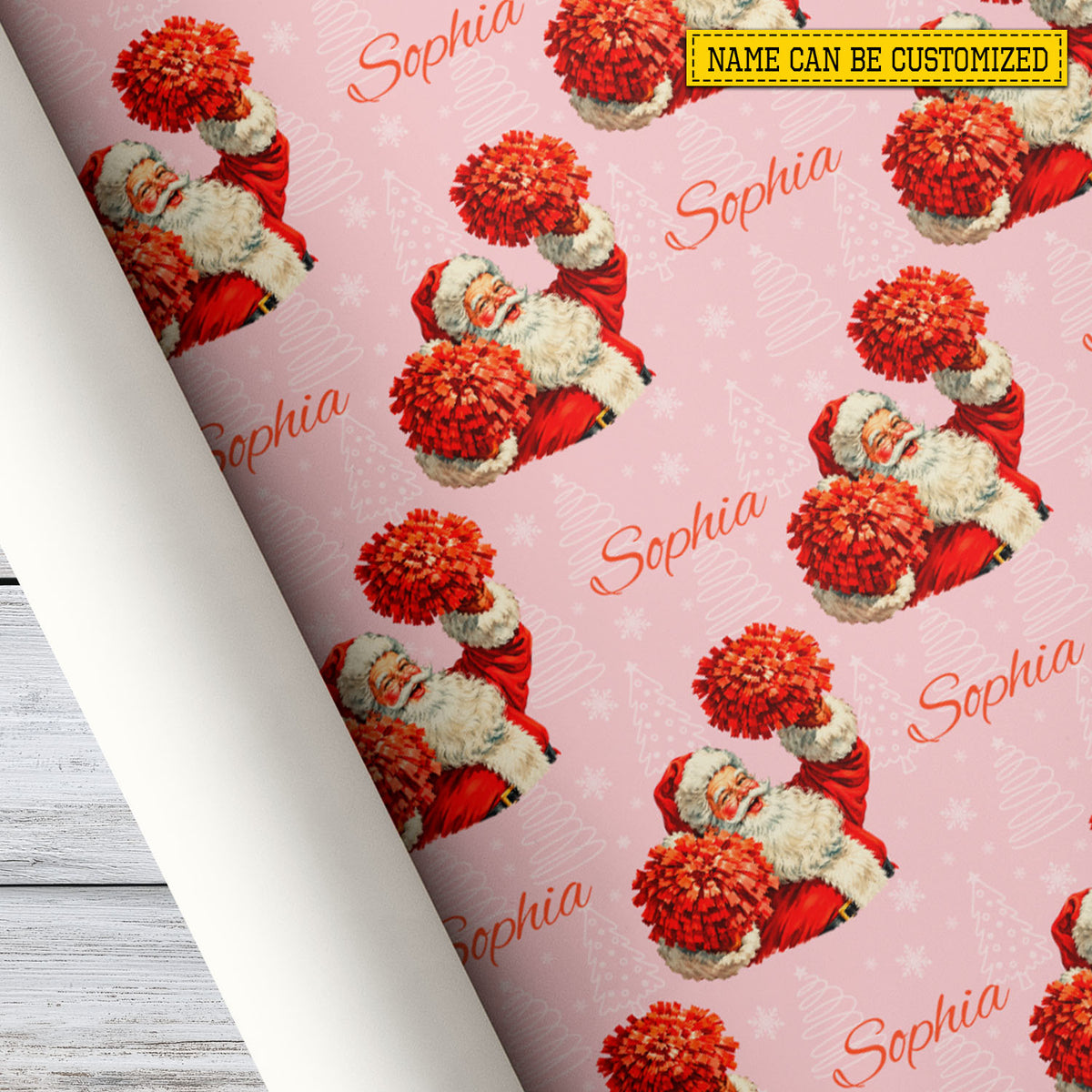 Funny Personalized Christmas Cheerleading Santa Wrapping Paper, Ho Ho Ho Let's Cheer Wrapping Paper Rolls, Xmas Gift Wrap For Cheerleaders