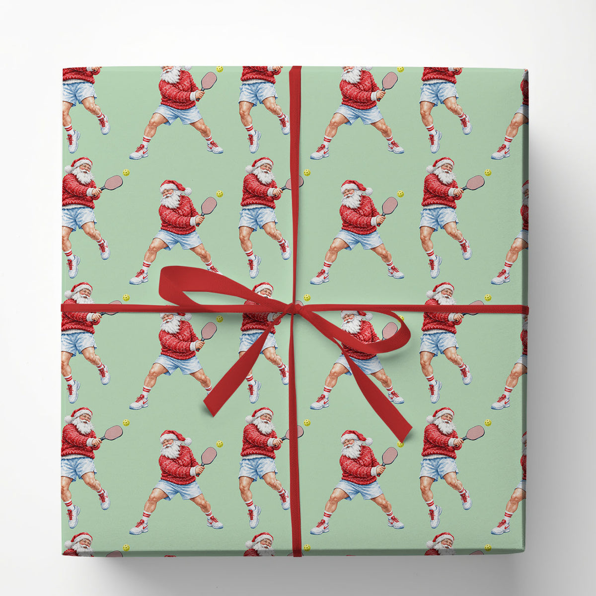 Christmas Santa Pickleball Wrapping Paper, Santa Playing Pickleball Wrapping Paper Rolls, Xmas Gift Wrap For Pickleball Lover