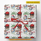 Personalized Christmas Baseball Wrapping Paper, Cool Santa And Baseball In White Background Wrapping Paper Rolls, Xmas Gift Wrap For Baseball Lover