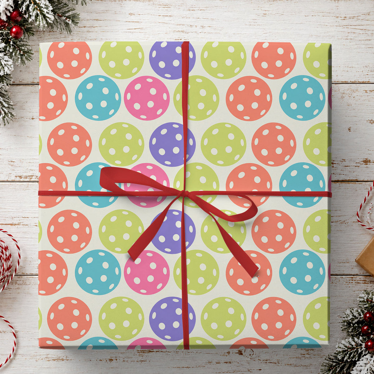 Colorful Pickleball Wrapping Paper, Pastel Ball Pattern Sport Wrapping Paper Rolls, Gift Wrap For Pickleball Lover