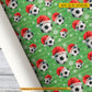 Personalized Christmas Soccer Wrapping Paper, Ball Wears Santa Hat In Light Green Background Wrapping Paper Rolls, Xmas Gift Wrap For Soccer Lover