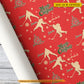 Personalized Christmas Hockey Wrapping Paper, Hockey Poses In Light Red Background Wrapping Paper Rolls, Xmas Gift Wrap For Hockey Lover