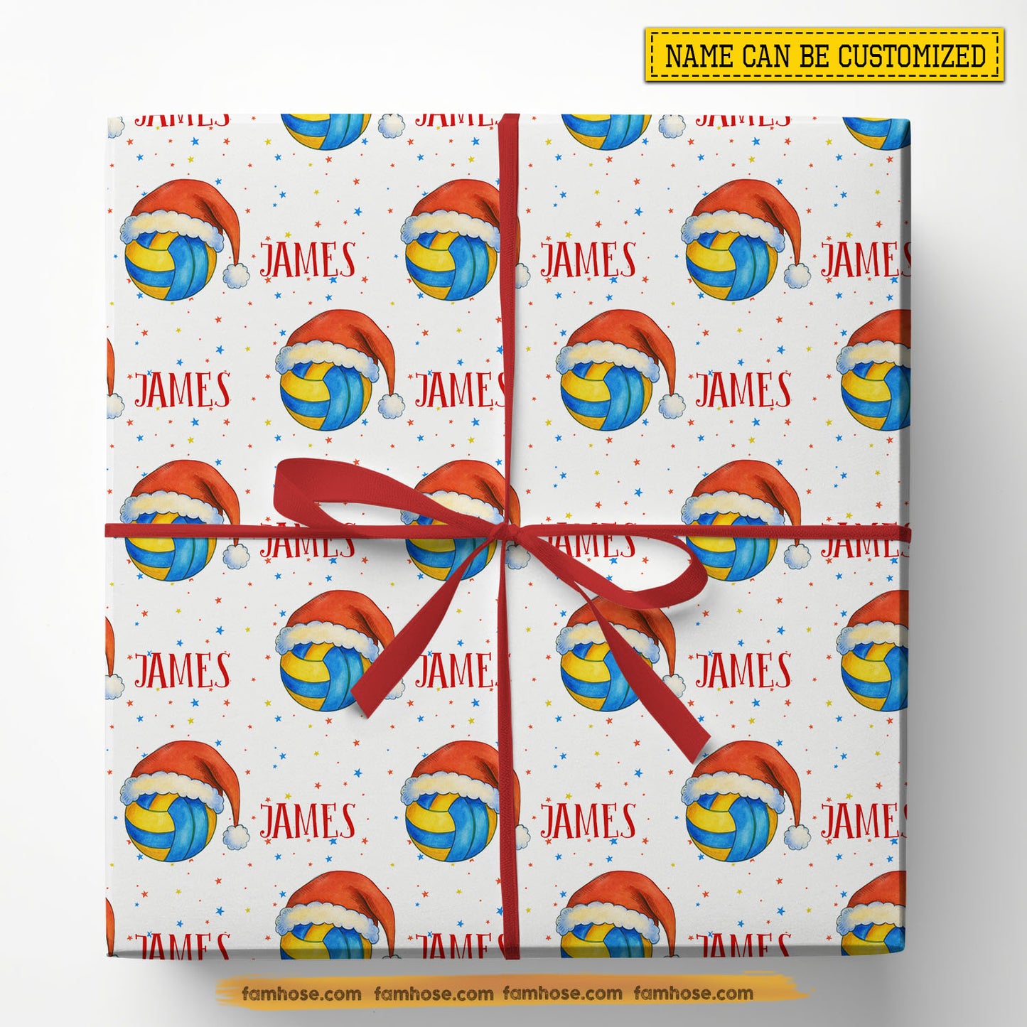 Personalized Volleyball Christmas Wrapping Paper, Custom Sports Wrapping Paper Rolls, Xmas Gift Wrap For Volleyball Lover