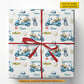 Personalized Christmas Golf Wrapping Paper, Golf Cart In White Background Wrapping Paper Rolls, Xmas Gift Wrap For Golf Lover