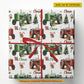 Personalized Christmas Tractor Wrapping Paper, Red & Green Tractor Wrapping Paper Rolls, Xmas Gift Wrap For Tractor Lover