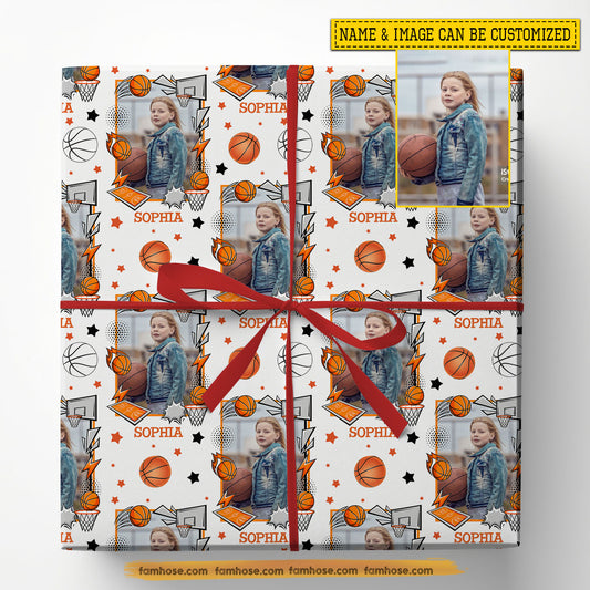 Personalized Basketball Wrapping Paper, Ballin’ In Style Wrapping Paper Rolls, Gift Wrap For Basketball Lover