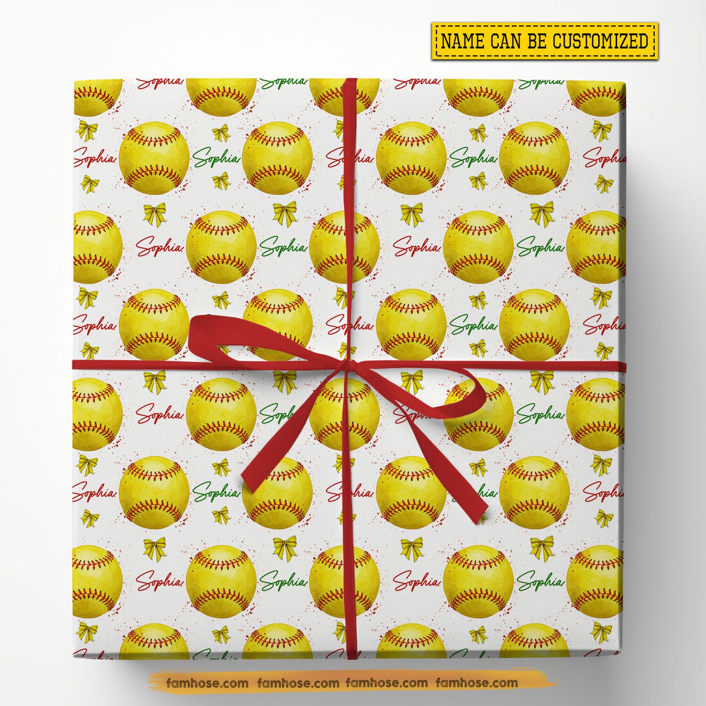 Personalized Softball Wrapping Paper, Custom Sports Wrapping Paper Rolls, Gift Wrap For Softball Lover