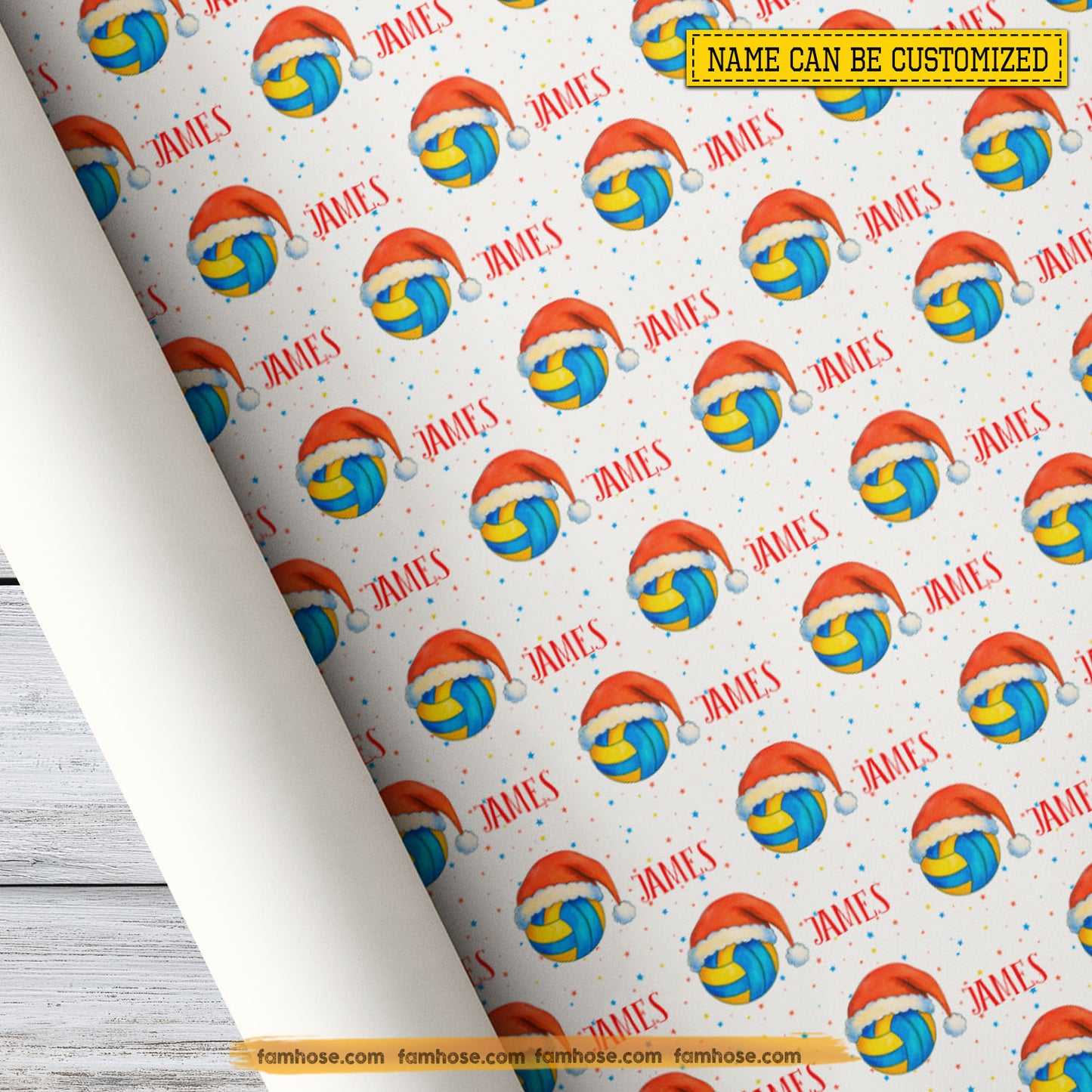 Personalized Volleyball Christmas Wrapping Paper, Custom Sports Wrapping Paper Rolls, Xmas Gift Wrap For Volleyball Lover