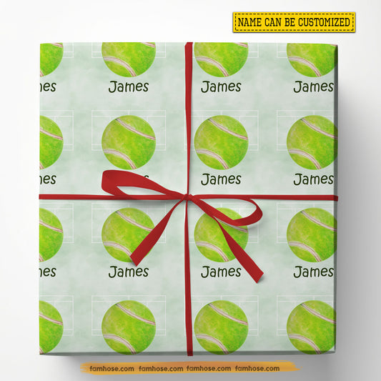 Personalized Tennis Wrapping Paper, Custom Sports Wrapping Paper Rolls, Gift Wrap For Tennis Lover