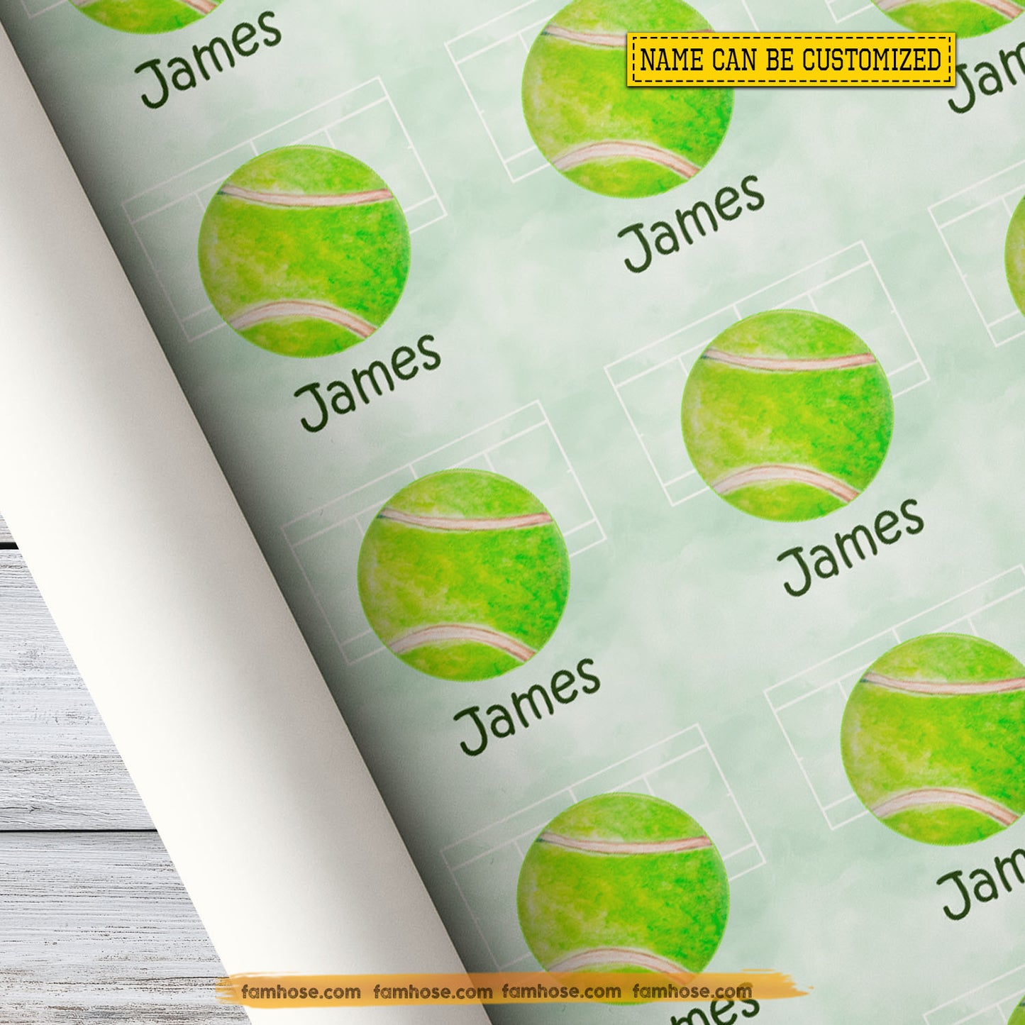 Personalized Tennis Wrapping Paper, Custom Sports Wrapping Paper Rolls, Gift Wrap For Tennis Lover