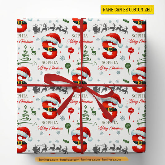 Personalized Christmas Wrapping Paper, Custom Your Name Wrapping Paper Rolls Xmas Gift