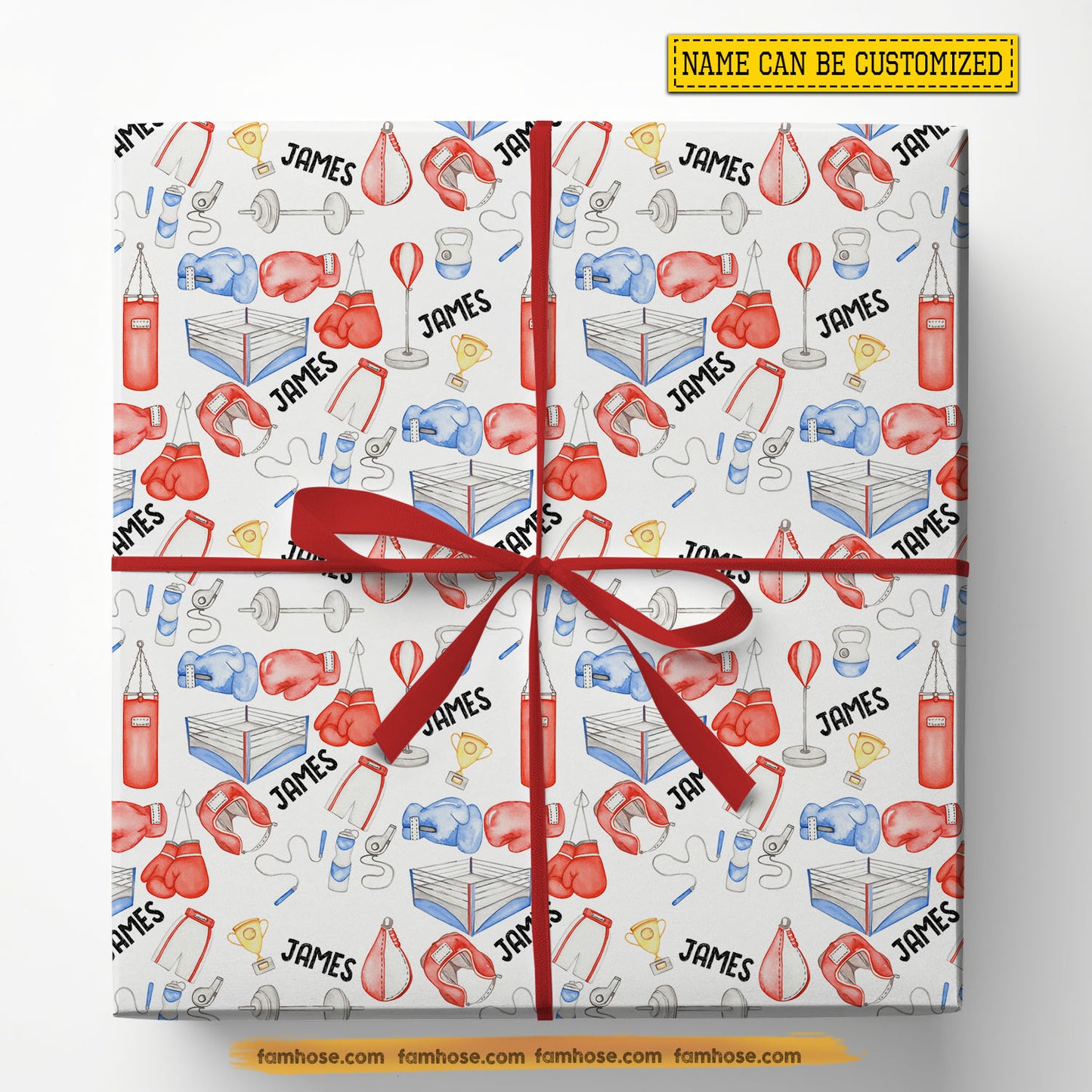 Personalized Boxing Wrapping Paper, Boxing-Themed Wrapping Paper Rolls, Gift Wrap For Boxer