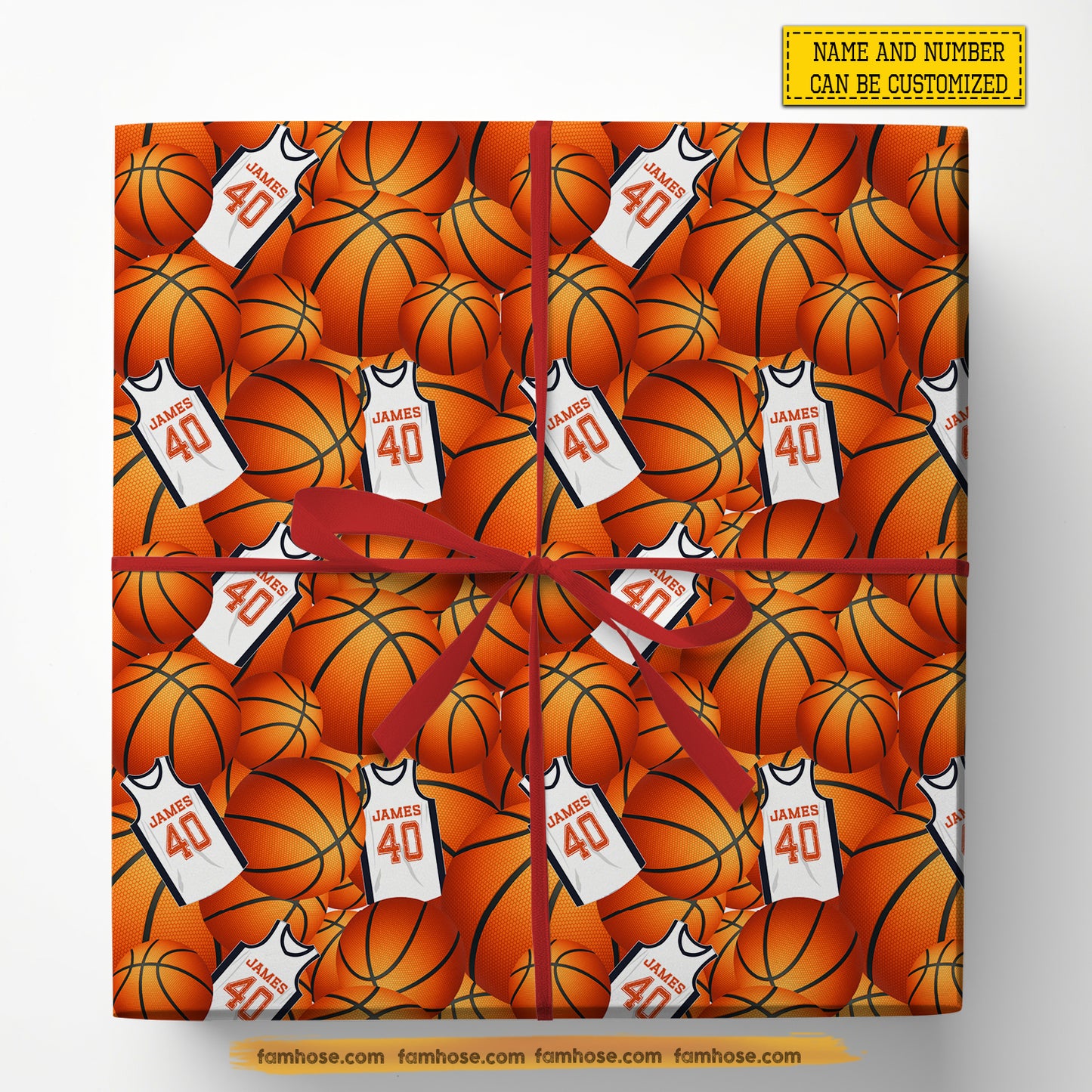 Personalized Basketball Wrapping Paper, Hoops Mania Wrapping Paper Rolls, Gift Wrap For Basketball Lover