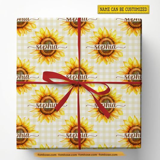 Personalized Sunflower Wrapping Paper, Blooming Sunlight Wrapping Paper Rolls, Gift For Sunflower Lover