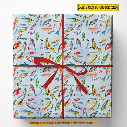 Personalized Fishing Wrapping Paper, Catch Of The Day Wrapping Paper Rolls, Gift For Fishing Lover